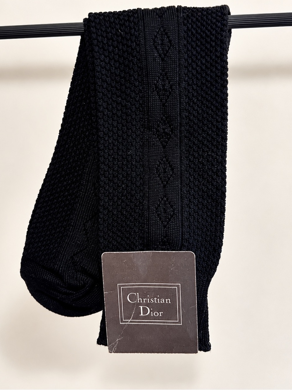 Vintage Christian Dior Men’s Black Textured Dress Socks NOS Made in USA 10-13